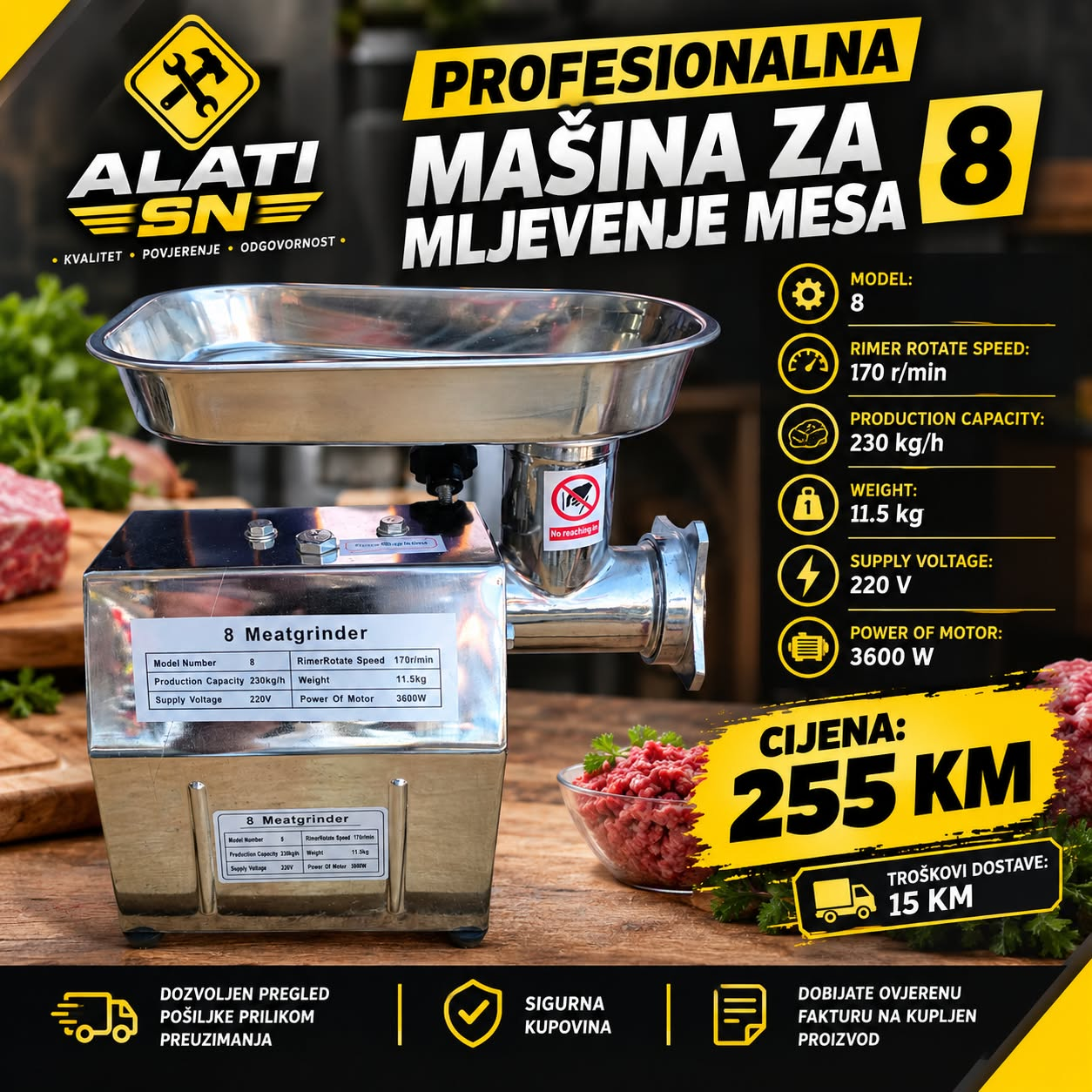 Profesionalna mašina za mljevenje mesa 8