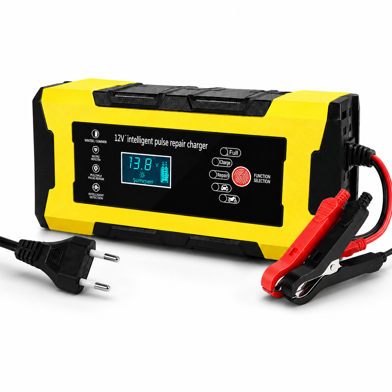 Žuti punjač i starter za akumulator 12V 10A