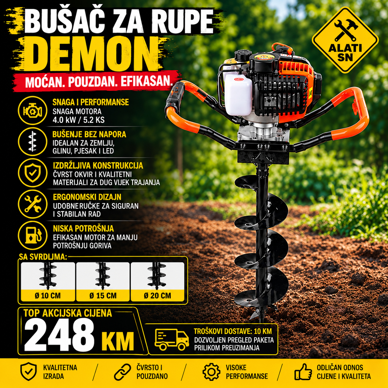 Bušač za rupe DEMON 5.2 KS