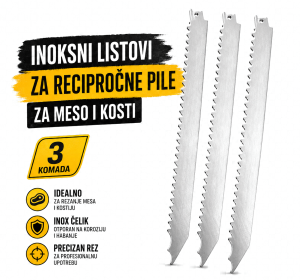 Inoksni listovi za recipročne pile za meso i kosti [3 komada]