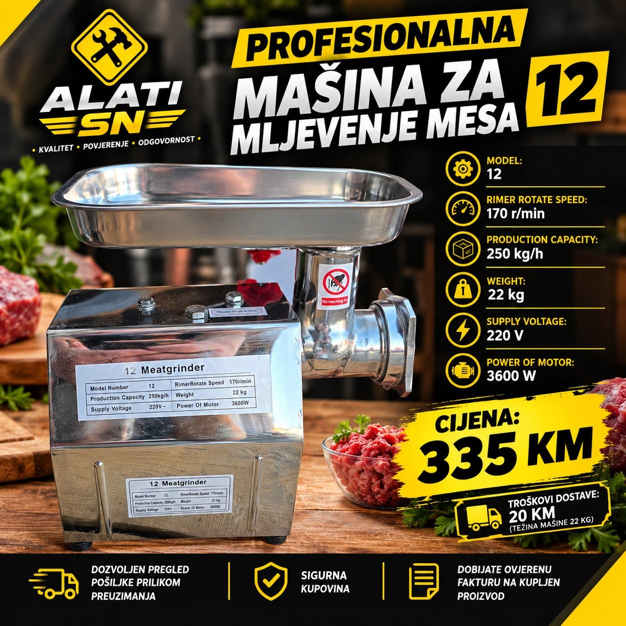 Profesionalna mašina za mljevenje mesa 12