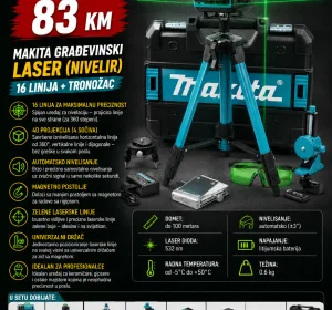 Makita građevinski laser nivelir 16 linija + tronožac