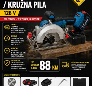 Aku ručni cirkular / kružna pila 128 V