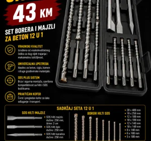 Set borera i majzli za beton 12 u 1