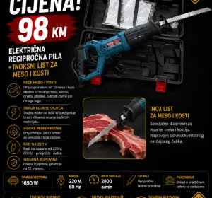 Električna recipročna pila + inoksni list za meso i kosti