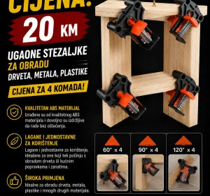 Ugaone stezaljke za obradu drveta, metala, plastike