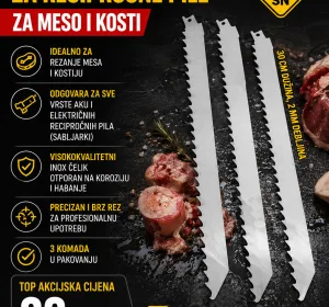 Inoksni listovi za recipročne pile za meso i kosti (3 komada)