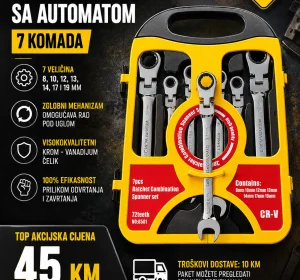Set kombinovanih zglobnih ključeva sa automatom (7 komada)