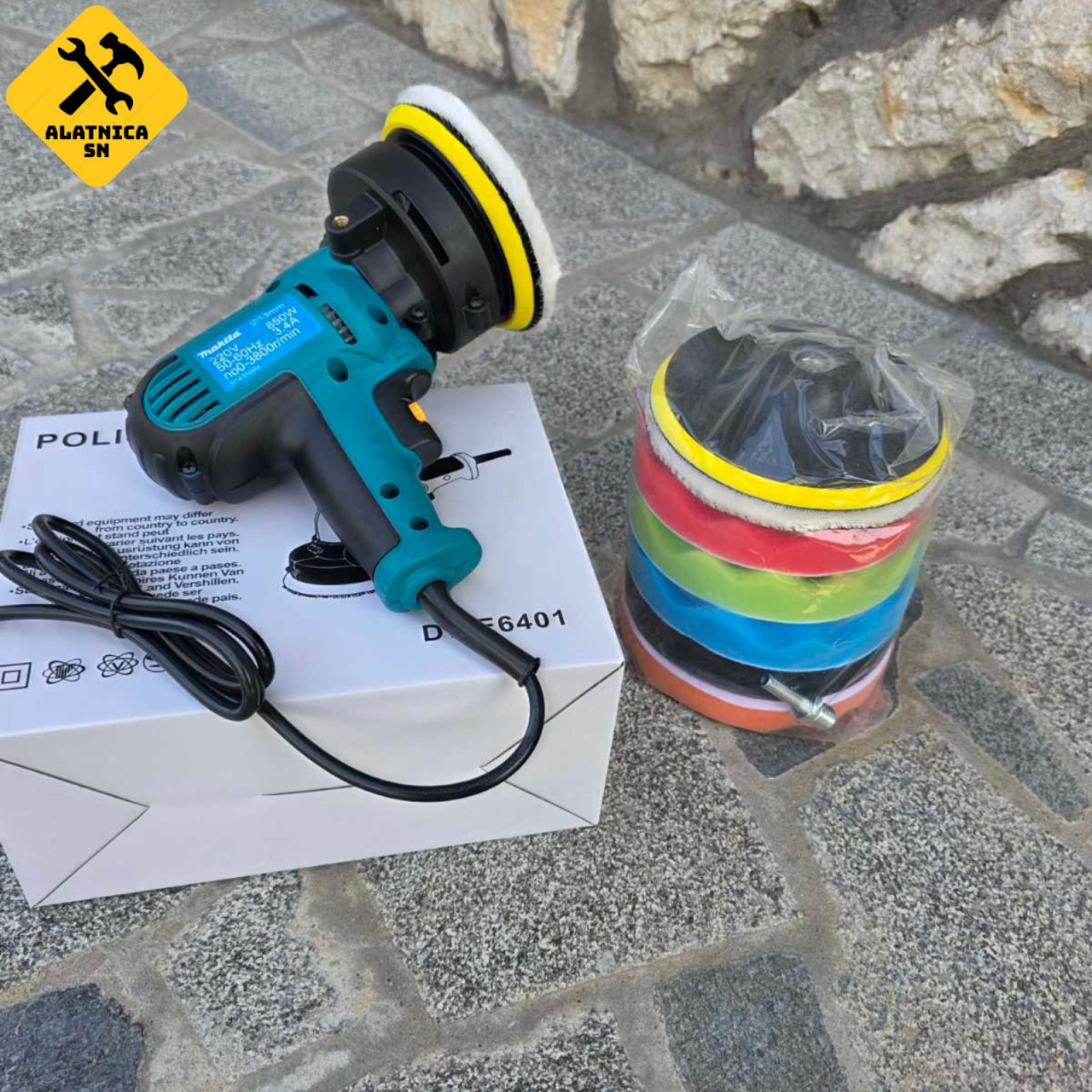 Električna polirka Makita 850 W + set od 6 spužvi sa čičkom