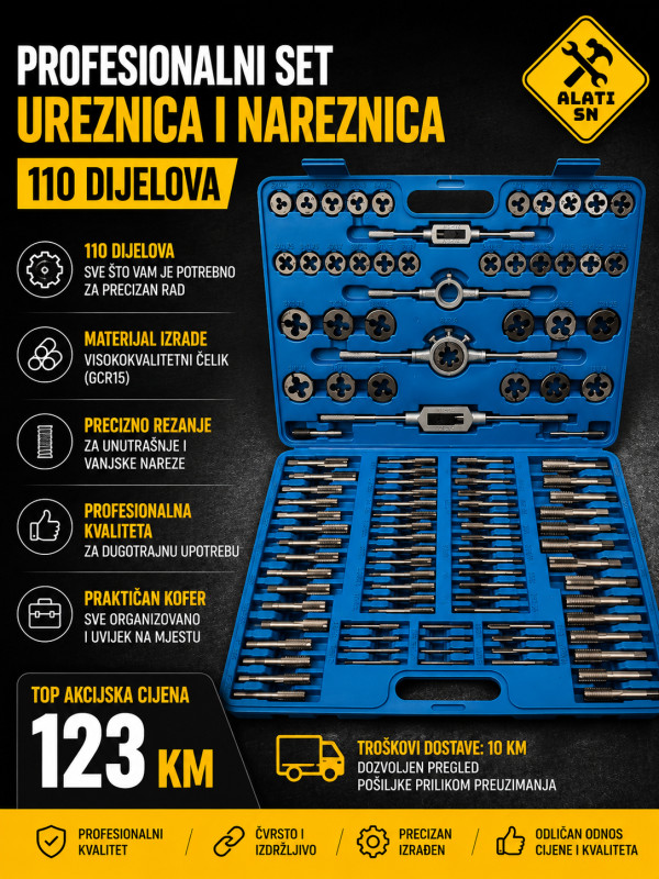 Profesionalni set ureznica i nareznica - 110 dijelova