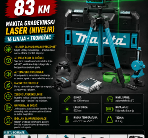 Makita građevinski laser nivelir 16 linija + tronožac