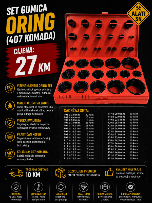 Set gumica Oring (407 komada)