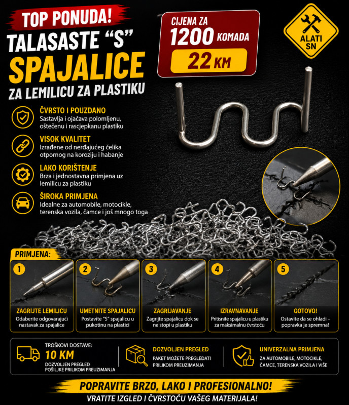Talasaste "S" spajalice za varilicu plastike