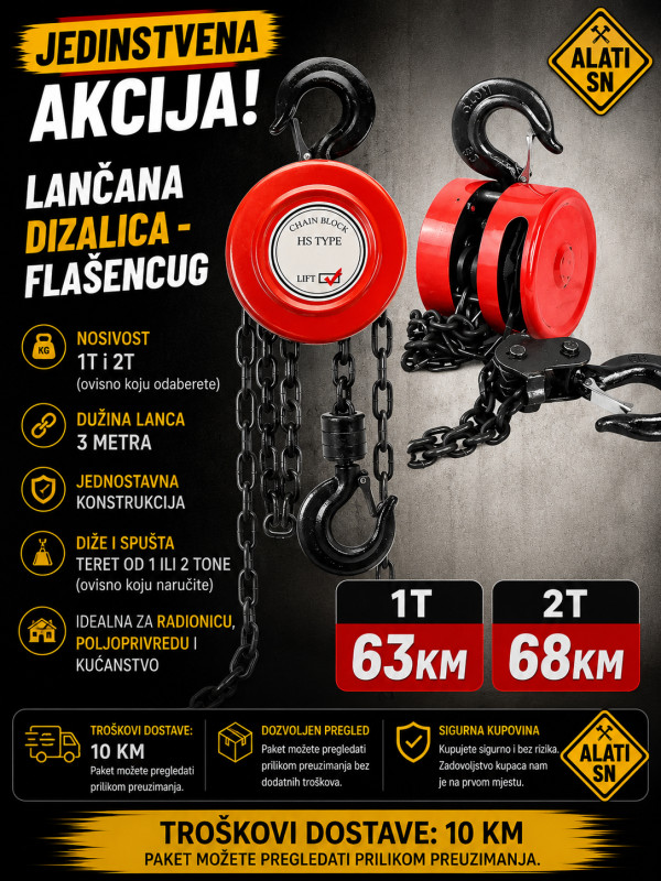 Lančana dizalica - Flašencug (1 ili 2 tone nosivosti)