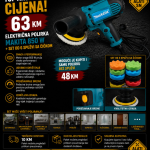 Električna polirka Makita 850 W + set od 6 spužvi sa čičkom