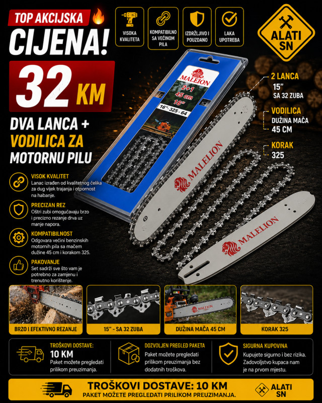 Dva lanca + vodilica za motornu pilu