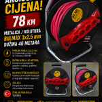 Motalica / kolotura BULMAX 3 × 2,5 mm², 40 m (crvena ili žuta)