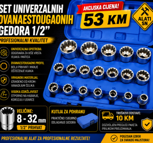 Set univerzalnih dvanaestougaonih gedora 1/2