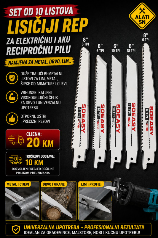 Set od 10 listova (lisičiji rep)