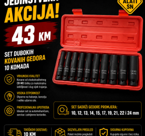 Set dubokih kovanih gedora 10 komada (10 do 24mm)