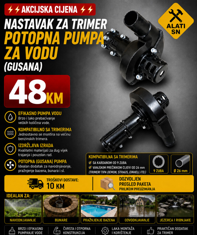 Nastavak za trimer - Potopna pumpa za vodu (gusana)
