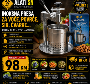 Inoksna presa za voće, povrće, sir i čvarke (Protok)
