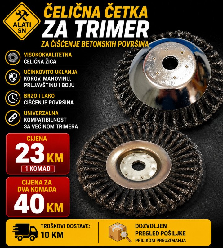 Čelična četka za čišćenje betonskih površina (100 mm)