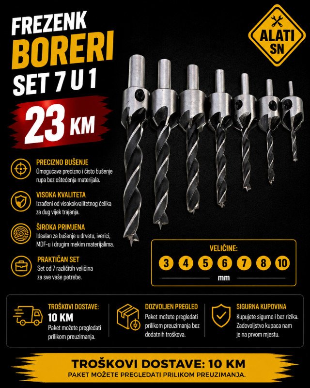 Frezenk boreri set 7 u 1