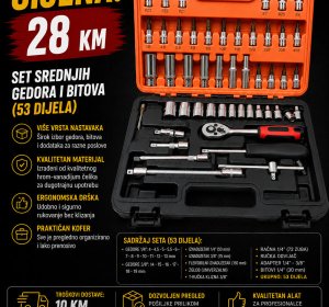 Srednje gedore i set bitova - 53 dijela