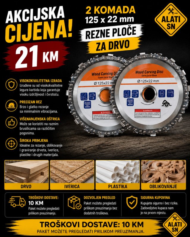Rezne ploče za drvo 125 x 22mm - 2 komada