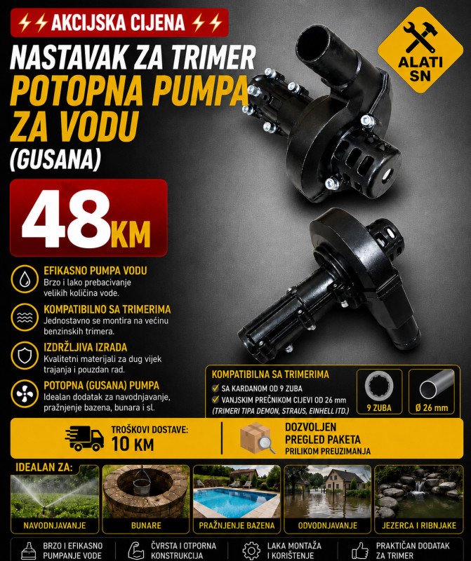 Nastavak za trimer - Potopna pumpa za vodu (gusana)