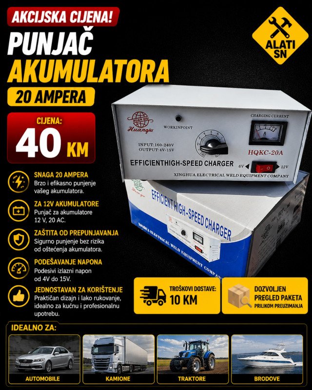 Punjač akumulatora 20 ampera