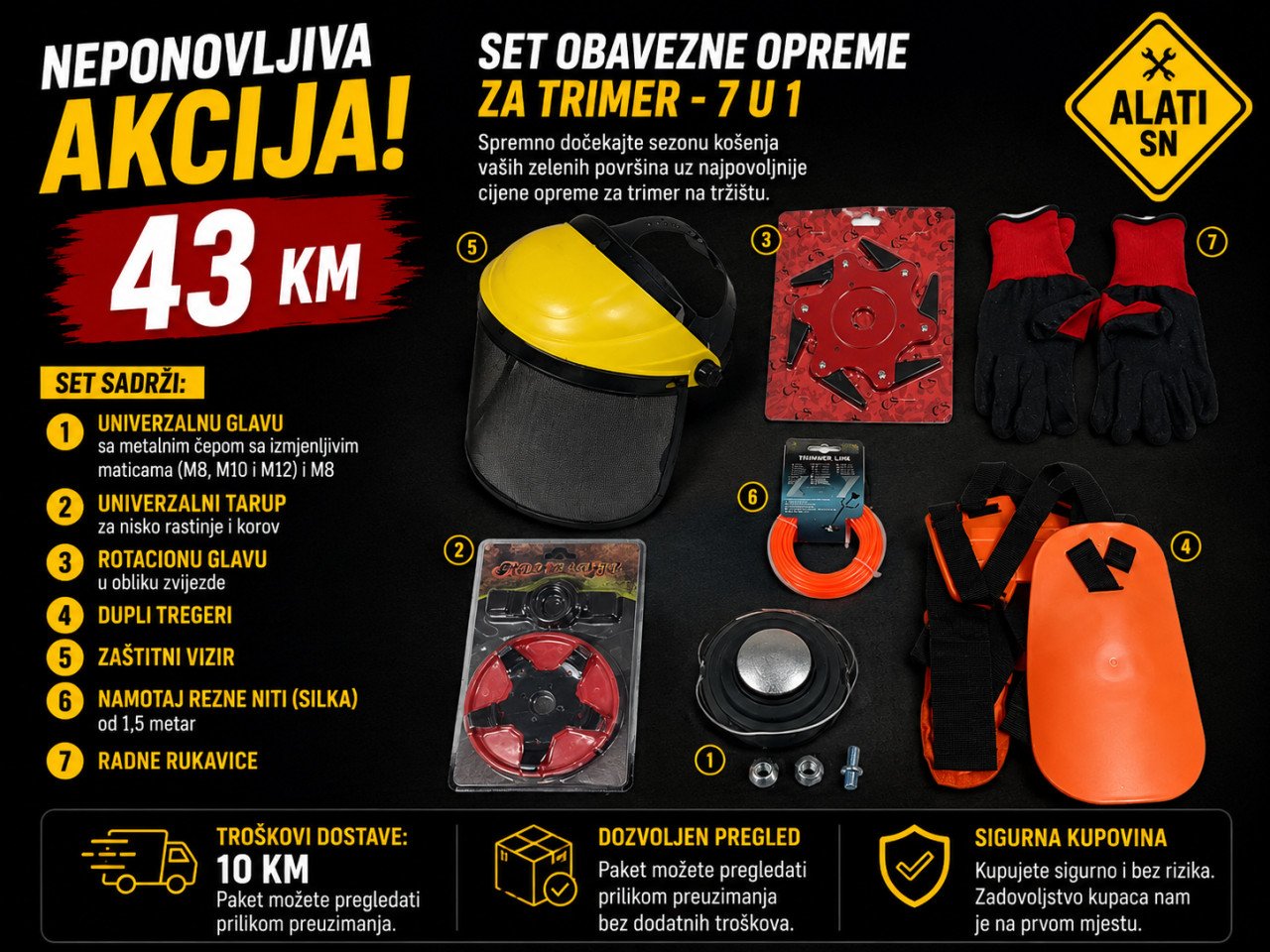 Set obavezne opreme za trimer 7 u 1