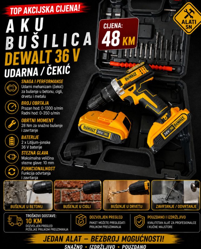 Aku bušilica DeWalt 36 V (udarna/čekić)