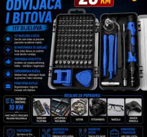 Set preciznih odvijača i bitova - 117 dijelova