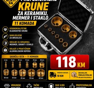 Profesionalne krune za keramiku, mermer i staklo 11 komada