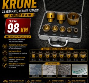 Profesionalne krune za keramiku, mermer i staklo 8 komada