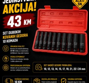 Set dubokih kovanih gedora 10 komada (10 do 24mm)
