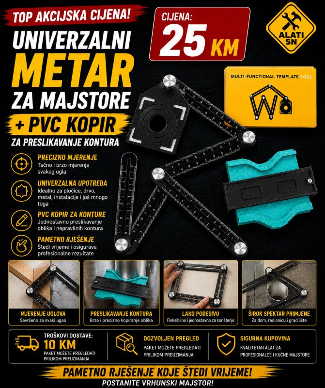 Univerzalni metar za majstore + PVC kopir