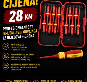 Profesionalni set izmjenljivih odvijača 12 komada + drška