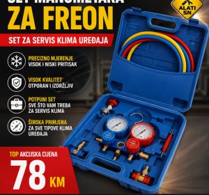 Set manometara za freon, za servis klima uređaja