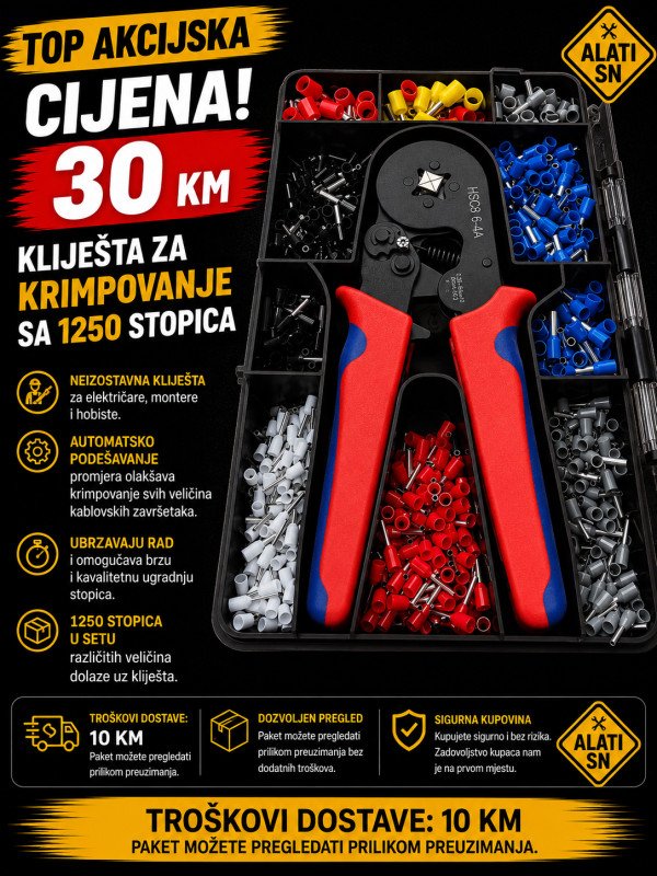 Kliješta za krimpovanje sa 1250 stopica