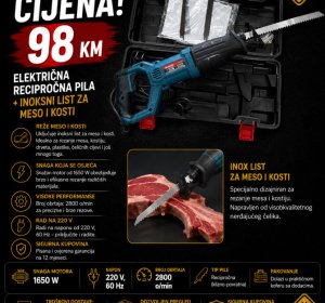 Električna recipročna pila + inoksni list za meso i kosti