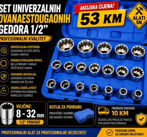 Set univerzalnih dvanaestougaonih gedora 1/2