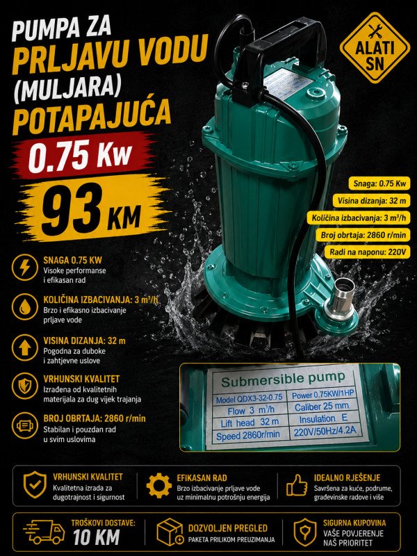 Pumpa za prljavu vodu (muljara) potapajuća 0.75 kW