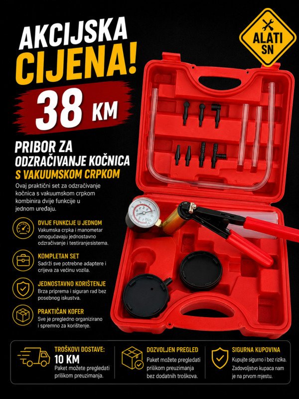 Pribor za odzračivanje kočnica s vakuumskom crpkom