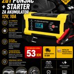 2 u 1 punjač + starter za akumulator 12 V, 10A