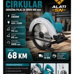Električni cirkular (kružna pila) 185 mm
